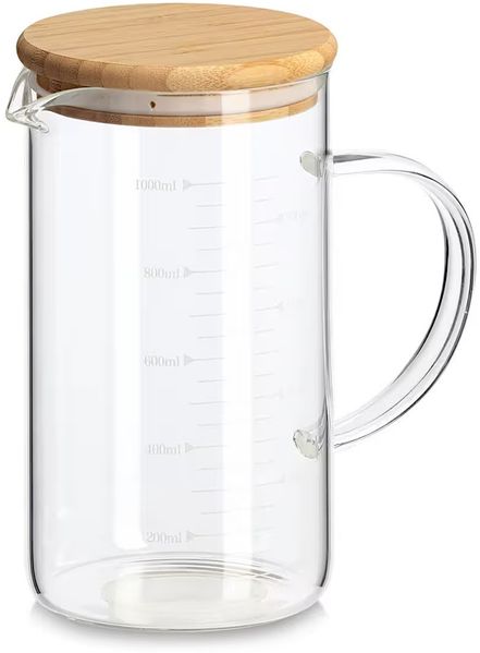 ZELLER 19676 Messbecher 1000 ml mit Bambusdeckel, ca. 10 x 17 x 18,5 cm
