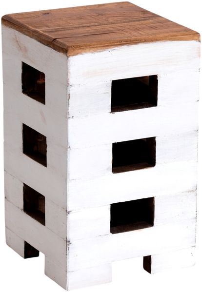Hocker BRICK 48 Mahagoni Massivholz 06 weiß-landhaus