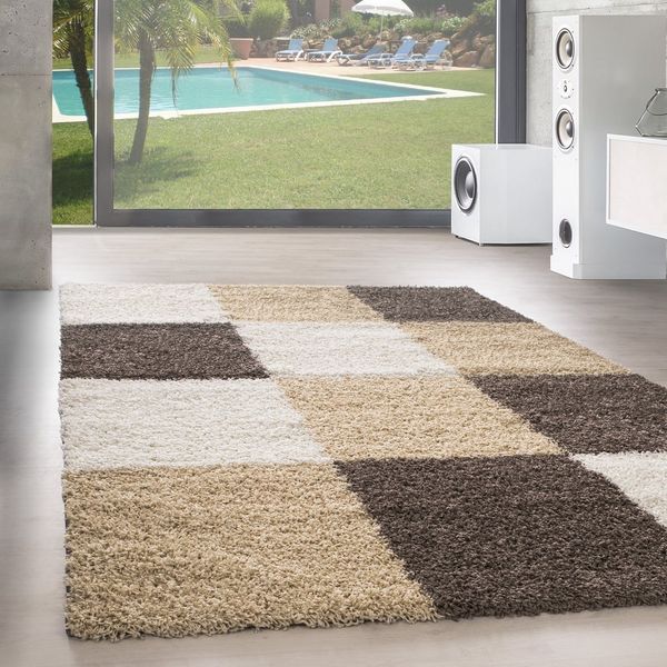 SIMPEX24 Teppich Kariert Design, Läufer, Höhe: 30 mm, Teppich Wohnzimmer Kariert Design Modern Verschidene Farben und Größen