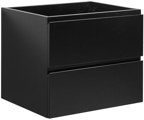 Badplaats Waschbeckenunterschrank Angela 60 x 48 cm Schwarz Matt - Hängender Badezimmerschrank mit 2 Schubladen, Vormontiert und mit Soft-Close