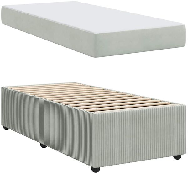 vidaXL Bettrahmen mit Matratze Hellgrau 90 x 190 cm Stoff 3398334 Bild 6