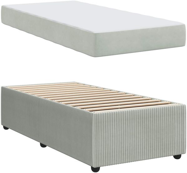 vidaXL Bettrahmen mit Matratze Hellgrau 90 x 190 cm Stoff 3398334 Bild 5