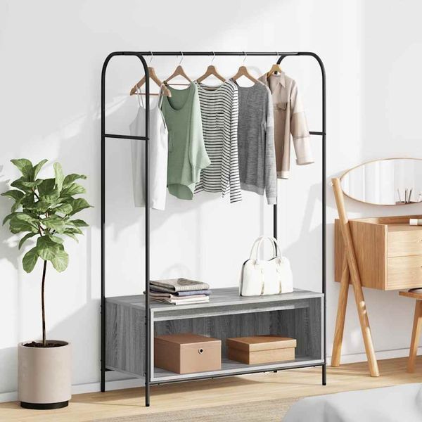 vidaXL Kleiderständer Grau 100 x 44 x 160 cm Holzwerkstoff 868454