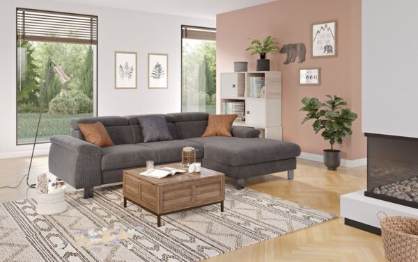 COTTA Ecksofa Komaris L-Form, B: 244 cm, mit Kopfteilverstellung, optional Bettfunktion, Bettkasten & Licht