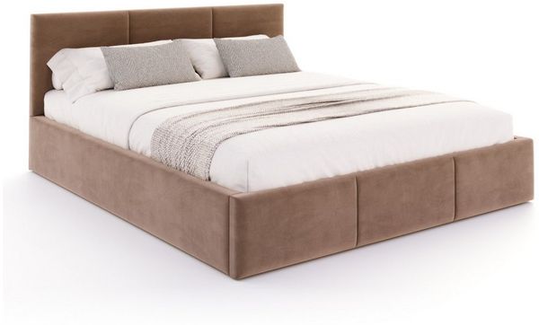 FDM Polsterbett AMBER modern mit Bettkasten MADE IN EU - mit Trinity Velours Bezug (verfügbar 90x200 120x200 140x200 160x200 180x200cm, Bettrahmen, Bett, mit großen gepolsterten Kopfteil, mit Bettkasten zum aufklappen), Hebbarer Metallrahmen, Bettkaste...