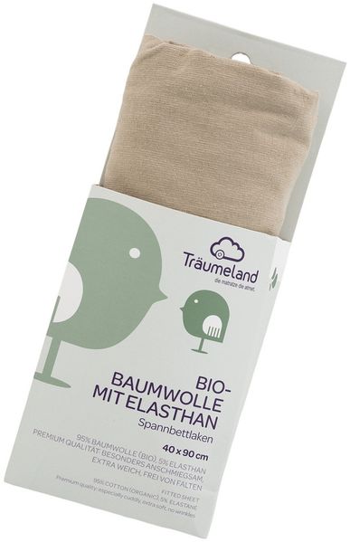 Träumeland Spannbettlaken Baumwolle mit Elasthan taupe 40 x 90 cm