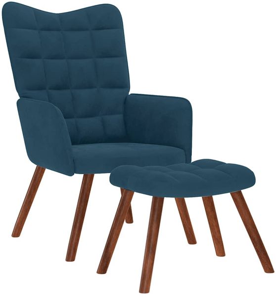 vidaXL Relaxsessel mit Hocker Blau Samt 4016831