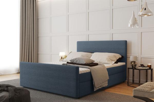 Boxspringbett Schlafzimmerbett CARO 140x200cm Stoff Scala Marineblau