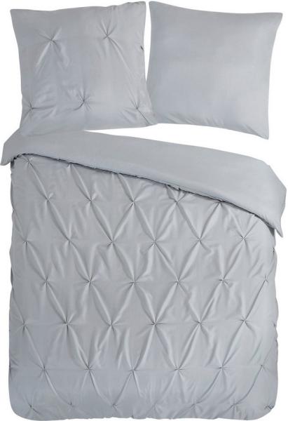 Pure Microfaser Bettwäsche 135 X 200 cm + 1- 80 X 80 cm Elegance luxury stitching pleats grau