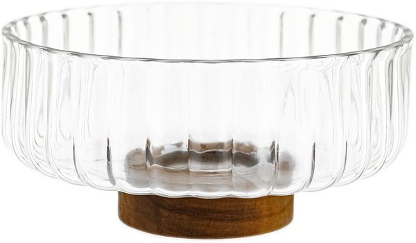 Luana Bowl Medio Glasschale mit Akazienholz - Servier- & Dekoschale, 21x9,5 cm Bild 2
