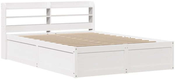 vidaXL Massivholzbett mit Kopfteil Weiß 140x200 cm Kiefer 3307084 Bild 1