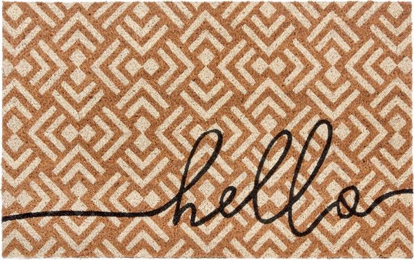 HANSE Home Fußmatte Mix Mats Kokos Hello Geometric, Türmatte, rechteckig, Höhe: 15 mm, Kokos, Schmutzfangmatte, Outdoor, Rutschfest, Innen, Kokosmatte, Flur