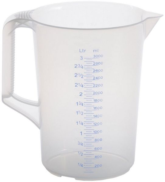 hünersdorff Messbecher, Polypropylen, Messkanne geschlossener Griff 3000 ml