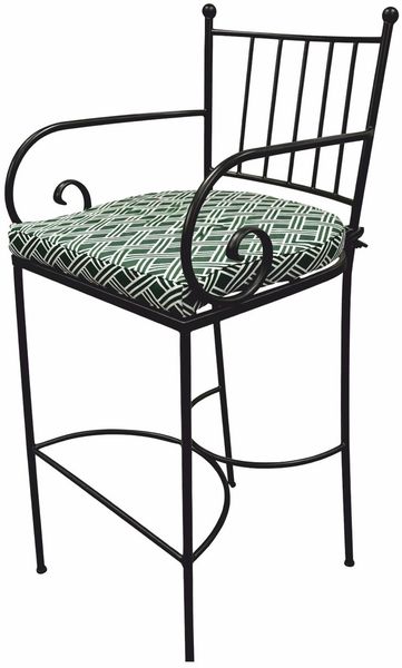 Casa Padrino Luxus Jugendstil Schmiedeeisen Barstuhl mit Armlehnen Schwarz / Grün H. 117 cm