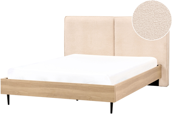 Bett mit Lattenrost Bouclé IZERNORE 160 x 200 cm Beige