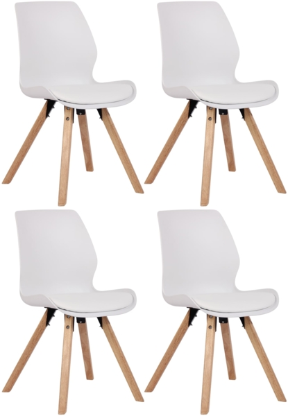 CLP 4er Set Stuhl Luna Kunststoff Stoff Samt Kunstleder,weiß Kunststoff