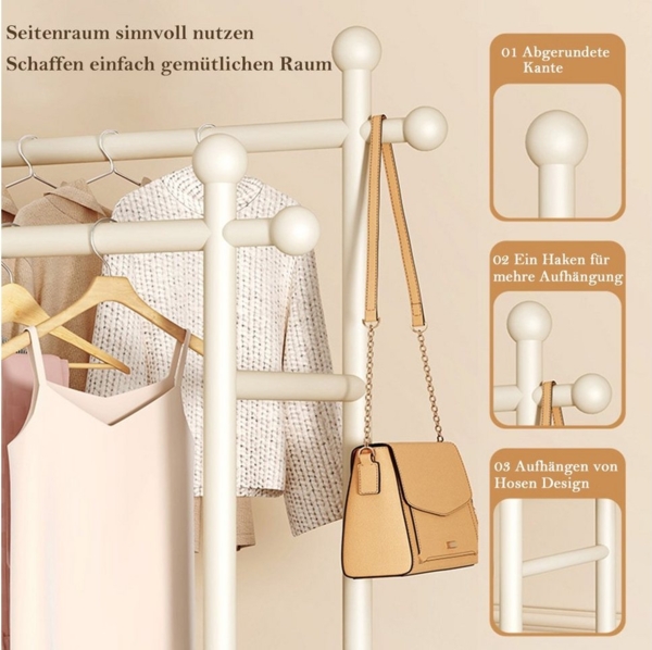 NUODWELL Kleiderständer Kleiderständer Metall mit Rollen,Doppelrute Freistehender Kleiderstang Bild 3