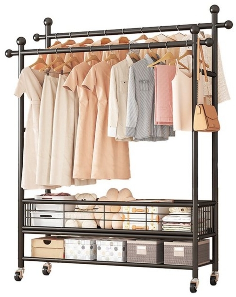 NUODWELL Kleiderständer Kleiderständer Metall mit Rollen,Doppelrute Freistehender Kleiderstang Bild 4