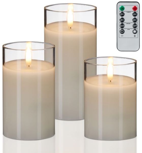 Relaxdays LED Kerzen im Glas 3er Set