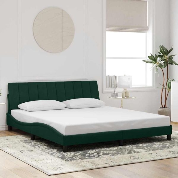 vidaXL Bettgestell ohne Matratze "Hanko" Dunkelgrün 180x200 cm Samt 3207864