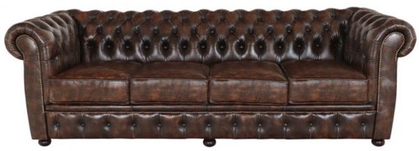 Viersitzer-Sofa Chesterfield Liverpool aus echtem Rindsleder Whisky