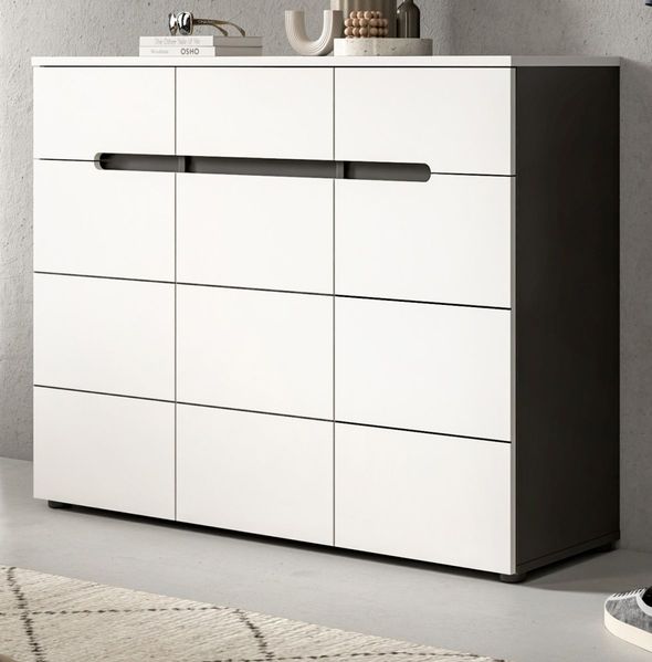 Schuhkommode Cooper in weiß und grau 120 cm