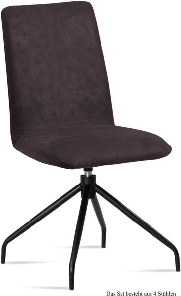 Esszimmerstuhl drehbar (4er-Set) Divona 47x92x60 Schwarz/Espresso