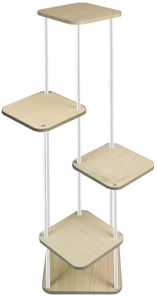 JEOBEST Blumenständer 5 Etagen Pflanzenständer Pflanzenregal Blumentreppe, Pflanztisch, Innen-Außen Metall Holz Blumentreppe,Höhe 106cm für Garten oder Balkon