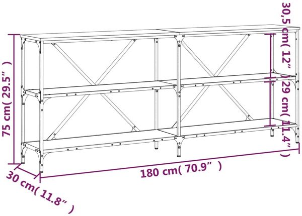 vidaXL Konsolentisch Schwarz 180x30x75 cm Holzwerkstoff und Eisen 832853 Bild 9