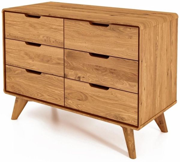 Kommode Gerg aus Wildeiche massiv 90x40x63 cm mit 6 Schubladen