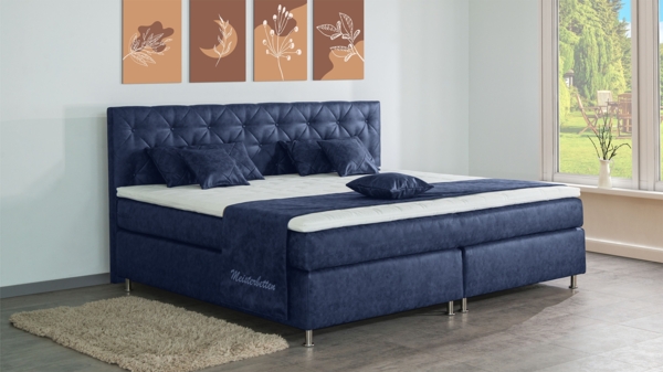 Meisterbetten Boxspringbett Inox 200x200 in MS-Blue, Matratzenbezug Nano, Ergoflex-Topper Bild 4