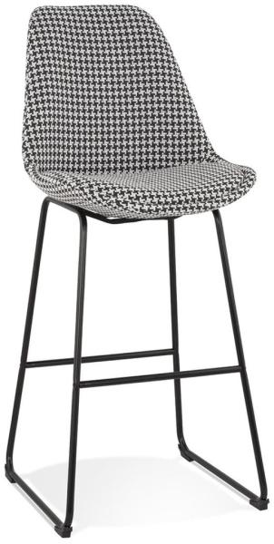 Kadima Design Bar-Sessel Stoff | 77 cm hoch | Hahnentritt-Muster Komfortabel | Schwarz-Weiß | Barstuhl