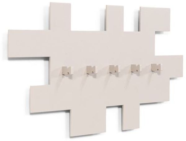 Spinder TETROMINO Garderobe Hakenleiste Silky Taupe, MDF, Stahl, Skandinavisch,