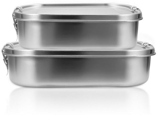 Clanmacy Lunchbox 800-1400ml Brotdose Metall Thermobehälter Lunchbox BPA frei Edelstahl, Fächern (abnehmbar)