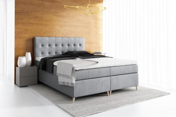 Boxspringbett Schlafzimmerbett GABIN 180x200cm Stoff Jasmine Grau