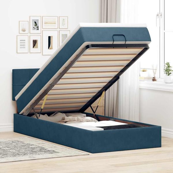 vidaXL Ottomane Bett mit Matratze & LEDs Dunkelblau 80x200 cm Samt 3312588