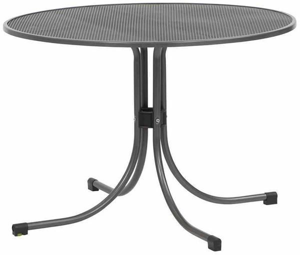 Universal Boulevardtisch Ø 90x74 cm Gestell Stahl eisengrau, Tischplatte Streckmetall eisengrau Elotherm beschichtet