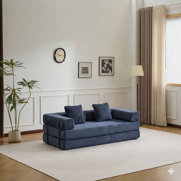 Leawin Sofa 4-in-1 Wohnzimmersofa mit Bettfunktion – faltbares Cord Schlafsofa, Bequemes & modernes Schlafsofa aus Cord – ideal für kleine Räume