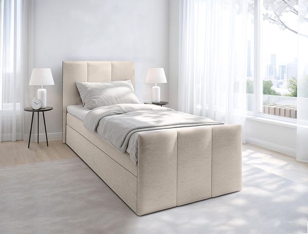 AX LIVING Levente Bett mit Bettkasten 80x200 Beige Boxbett Stauraum