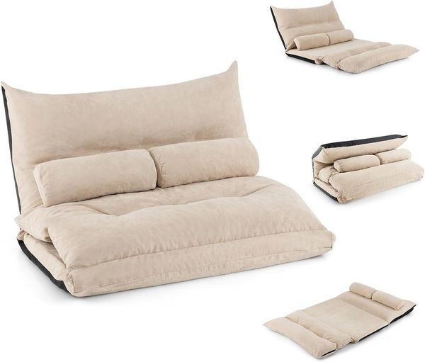 KOMFOTTEU Schlafsofa 3 in 1 Bodensofa, mit verstellbare Rückenlehne,bis 150 kg