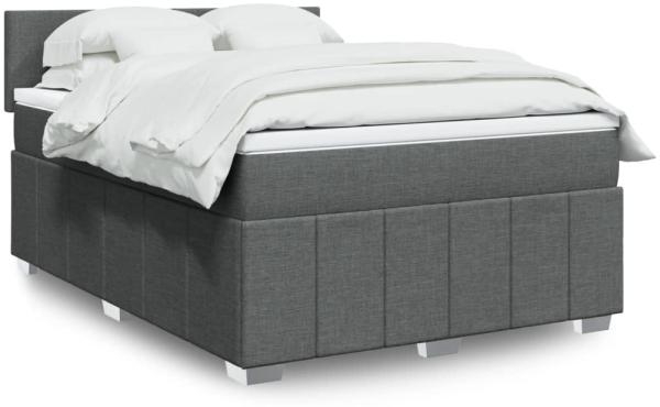 vidaXL Boxspringbett mit Matratze Dunkelgrau 140x200 cm Stoff 3289385