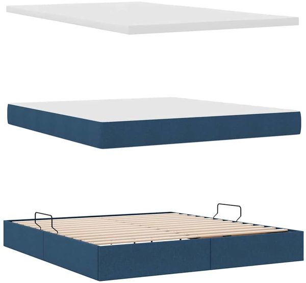 vidaXL Aufbewahrungsbett mit Matratze Blau 160 x 200 cm Stoff 3371732 Bild 7