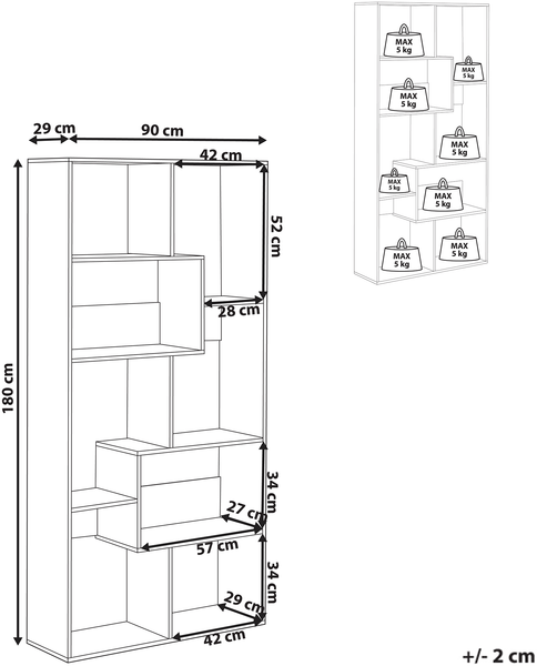 Bücherregal mit 6 Ebenen CHATEH 180 cm Hellbraun Bild 2