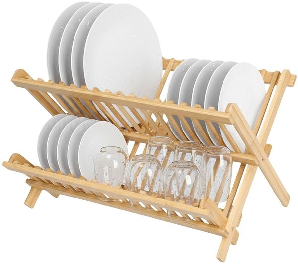 Geschirrständer Geschirr Abtropfständer Abtropfgitter Holz Cheffinger CF-5009