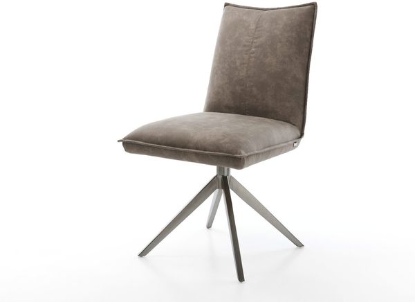 Drehstuhl Lelio-Flex Mikrofaser Taupe Vintage Kreuzgestell breit Graphit 360° drehbar Wippfunktion Taschenfederkern