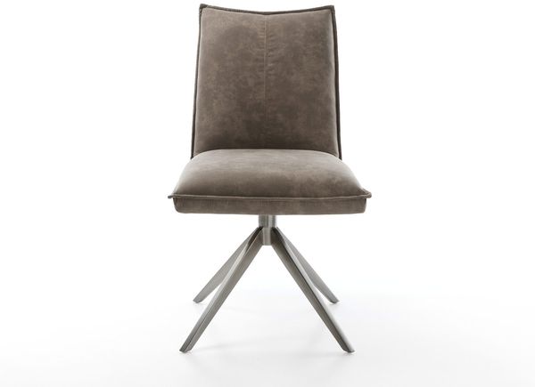 Drehstuhl Lelio-Flex Mikrofaser Taupe Vintage Kreuzgestell breit Graphit 360° drehbar Wippfunktion Taschenfederkern Bild 2