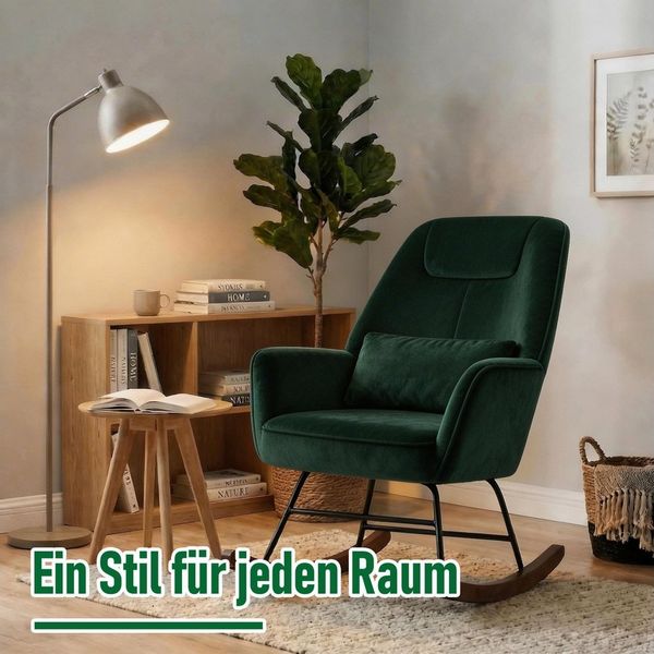 HomeMiYN Schaukelstuhl Schaukelstuhl Wohnzimmer Samt Schaukelsessel Lendenkissen Relaxsessel, samt,Stillsessel