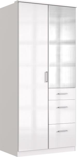 Drehtürenschrank >Clack< in HOCHGLANZ LACK WEISS - 91x199x58cm (BxHxT)