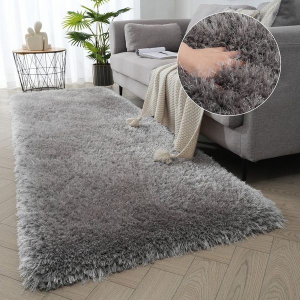 OTTO home Hochflor-Läufer Micro exclusiv Teppich, sehr hoher Flor, weich durch Mikrofaser, rechteckig, Höhe: 78 mm, weich, Microfaser, unifarben, Schlafzimmer, Wohnzimmer, Esszimmer