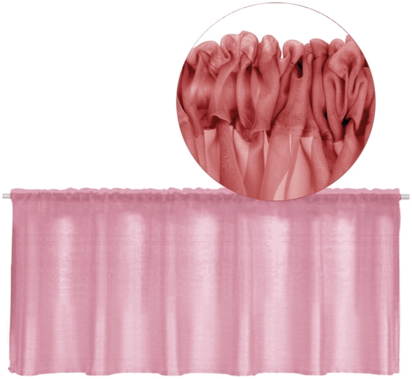 Stangendurchzug-Bistrogardine in B160cm x L45 cm, transparente uni Scheibengardine Voile in vielen verschiedenen Farben erhältlich (bordeaux - beere)